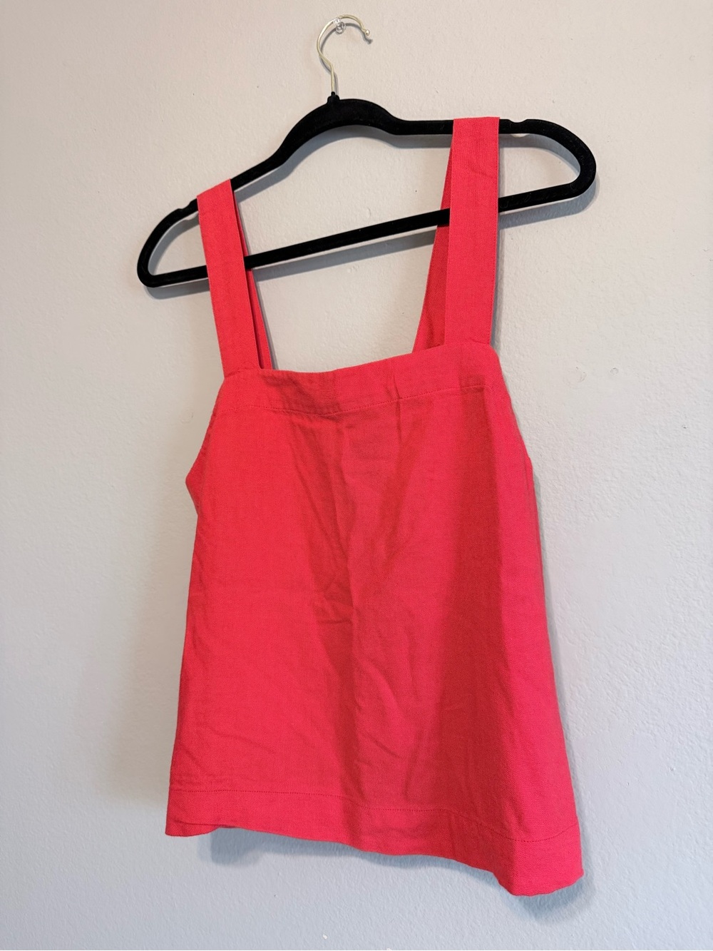 Coral-Red Square-Neck Tank Top